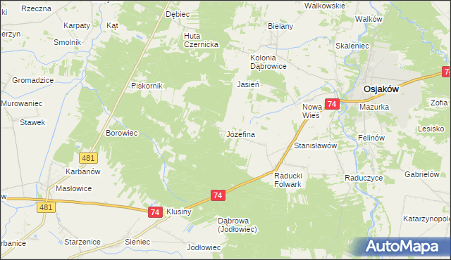 mapa Józefina gmina Osjaków, Józefina gmina Osjaków na mapie Targeo