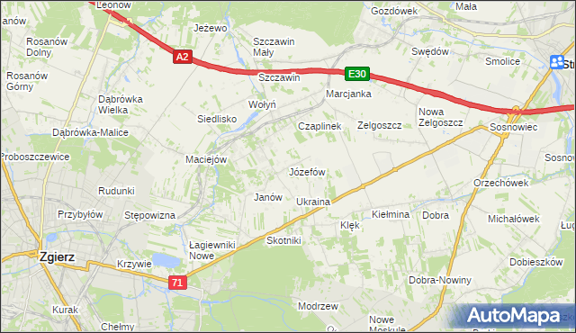mapa Józefów gmina Zgierz, Józefów gmina Zgierz na mapie Targeo