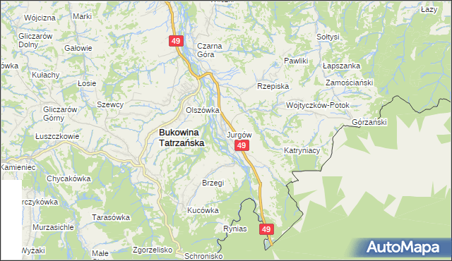 mapa Jurgów, Jurgów na mapie Targeo