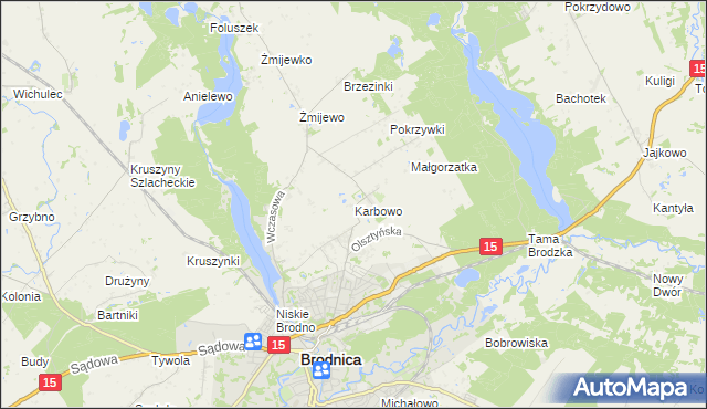 mapa Karbowo gmina Brodnica, Karbowo gmina Brodnica na mapie Targeo