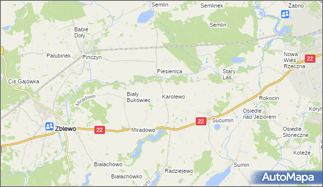 mapa Karolewo gmina Zblewo, Karolewo gmina Zblewo na mapie Targeo