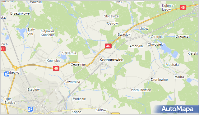 mapa Kochanowice, Kochanowice na mapie Targeo