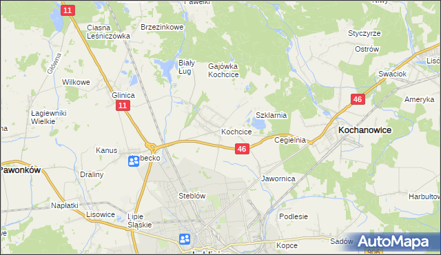 mapa Kochcice, Kochcice na mapie Targeo