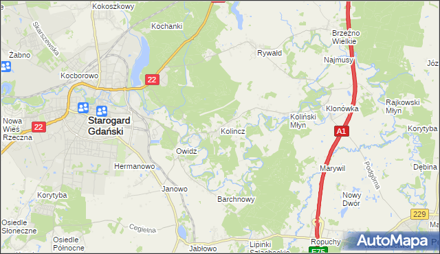 mapa Kolincz, Kolincz na mapie Targeo