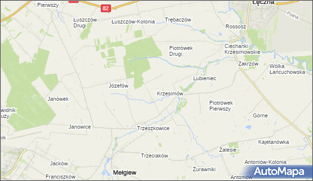 mapa Krzesimów, Krzesimów na mapie Targeo