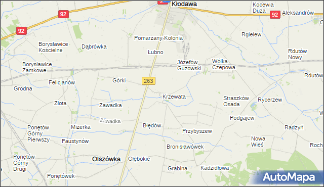 mapa Krzewata, Krzewata na mapie Targeo