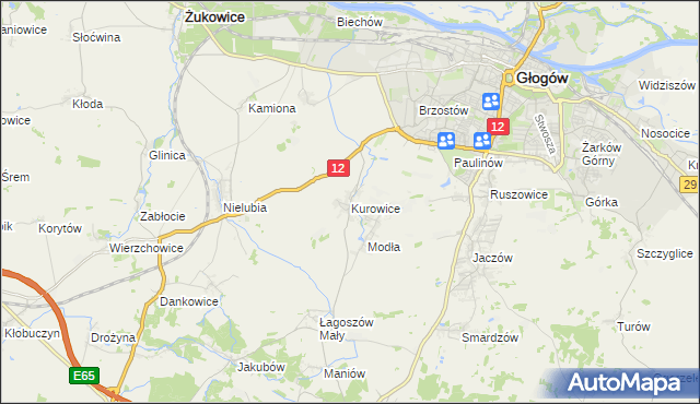 mapa Kurowice gmina Jerzmanowa, Kurowice gmina Jerzmanowa na mapie Targeo