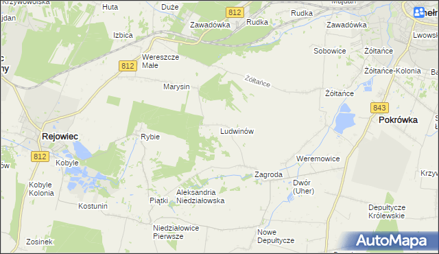 mapa Ludwinów gmina Chełm, Ludwinów gmina Chełm na mapie Targeo