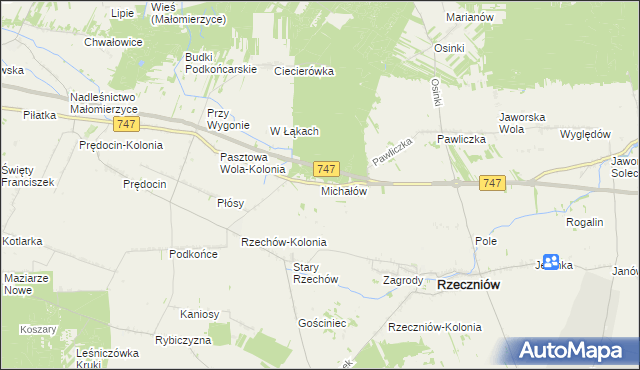mapa Michałów gmina Rzeczniów, Michałów gmina Rzeczniów na mapie Targeo