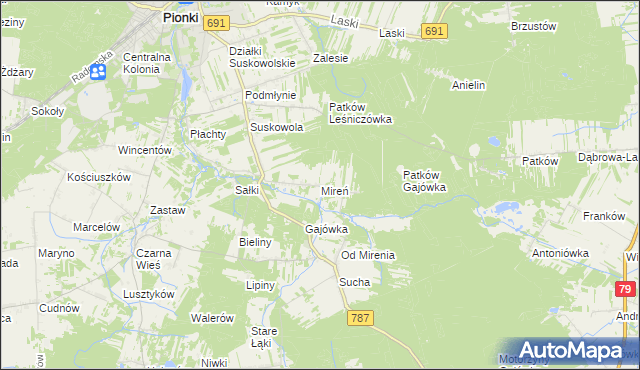 mapa Mireń, Mireń na mapie Targeo