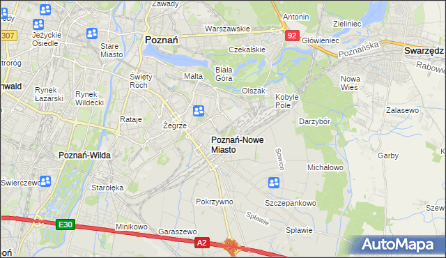 mapa Nowe Miasto gmina Poznań, Nowe Miasto gmina Poznań na mapie Targeo