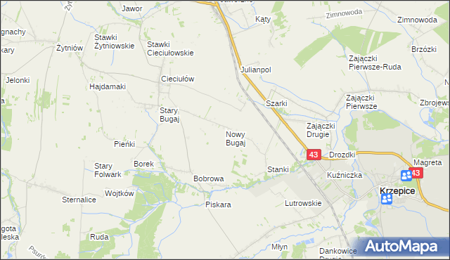 mapa Nowy Bugaj, Nowy Bugaj na mapie Targeo