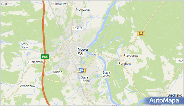 mapa Odra gmina Nowa Sól, Odra gmina Nowa Sól na mapie Targeo