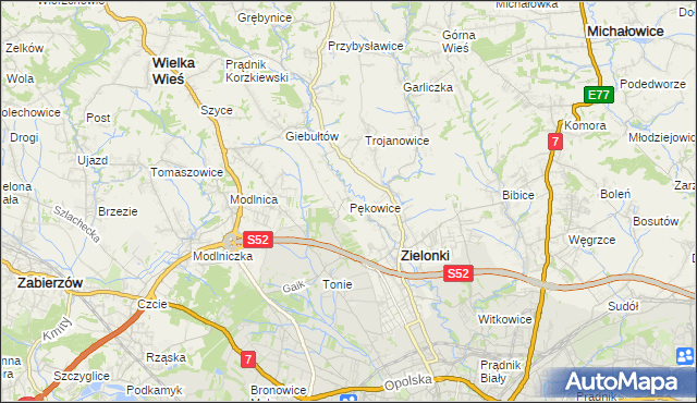 mapa Pękowice, Pękowice na mapie Targeo