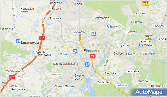 mapa Piaseczno, Piaseczno na mapie Targeo