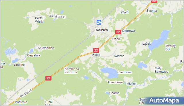 mapa Piece gmina Kaliska, Piece gmina Kaliska na mapie Targeo