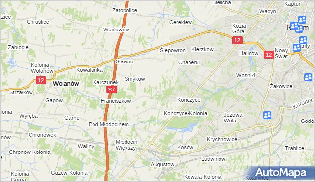 mapa Podkończyce, Podkończyce na mapie Targeo