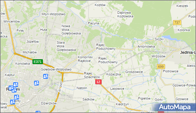 mapa Rajec Poduchowny, Rajec Poduchowny na mapie Targeo