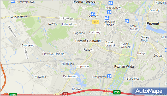 mapa Raszyn gmina Poznań, Raszyn gmina Poznań na mapie Targeo
