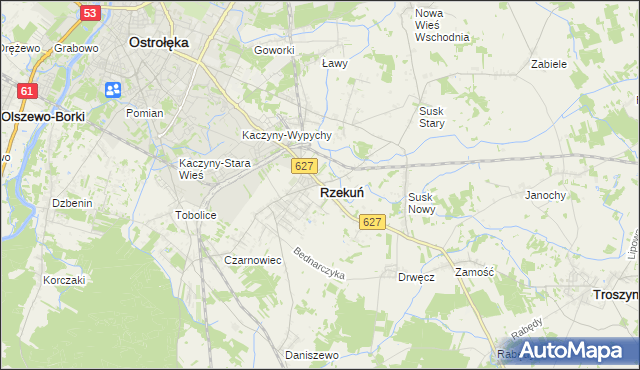 mapa Rzekuń, Rzekuń na mapie Targeo