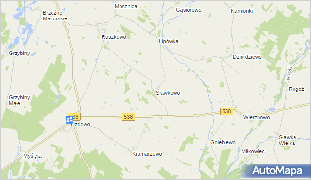 mapa Sławkowo gmina Działdowo, Sławkowo gmina Działdowo na mapie Targeo