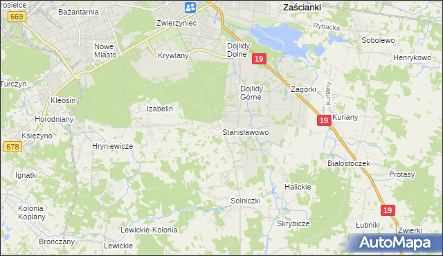 mapa Stanisławowo gmina Juchnowiec Kościelny, Stanisławowo gmina Juchnowiec Kościelny na mapie Targeo