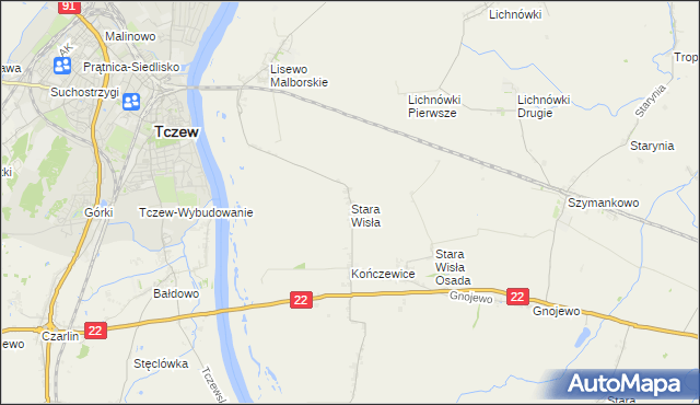 mapa Stara Wisła, Stara Wisła na mapie Targeo