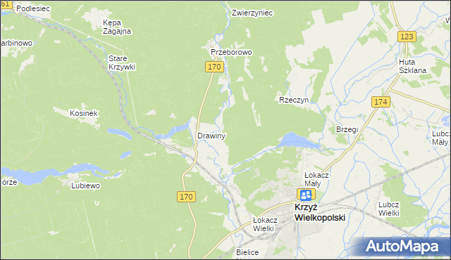 mapa Stefanowo gmina Krzyż Wielkopolski, Stefanowo gmina Krzyż Wielkopolski na mapie Targeo