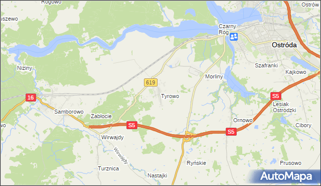 mapa Tyrowo, Tyrowo na mapie Targeo