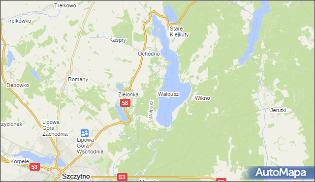 mapa Wałpusz, Wałpusz na mapie Targeo