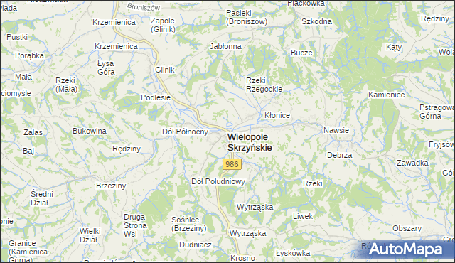 mapa Wielopole Skrzyńskie, Wielopole Skrzyńskie na mapie Targeo