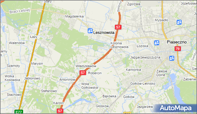 mapa Wilcza Góra gmina Lesznowola, Wilcza Góra gmina Lesznowola na mapie Targeo