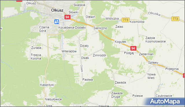 mapa Zimnodół, Zimnodół na mapie Targeo