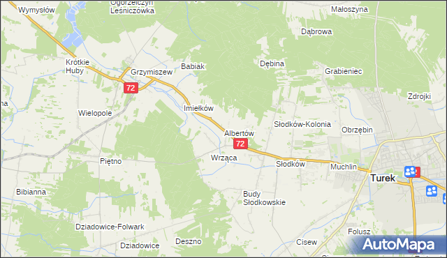 mapa Albertów gmina Turek, Albertów gmina Turek na mapie Targeo