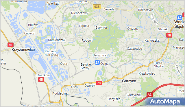 mapa Bełsznica, Bełsznica na mapie Targeo