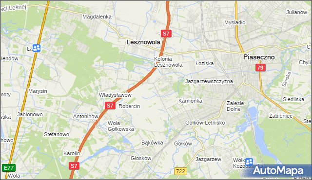 mapa Bobrowiec gmina Piaseczno, Bobrowiec gmina Piaseczno na mapie Targeo