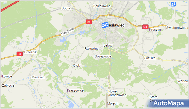 mapa Bożejowice, Bożejowice na mapie Targeo