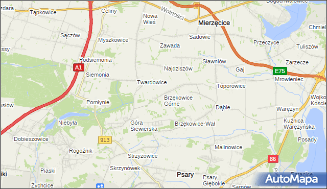 mapa Brzękowice Górne, Brzękowice Górne na mapie Targeo