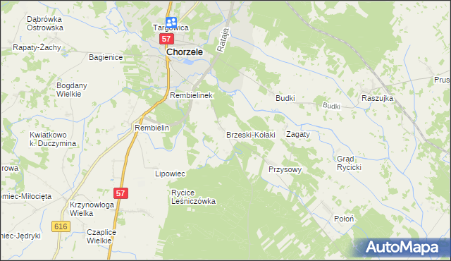 mapa Brzeski-Kołaki, Brzeski-Kołaki na mapie Targeo