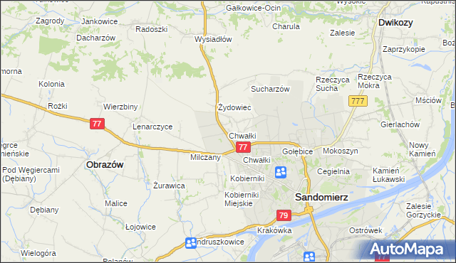mapa Chwałki gmina Obrazów, Chwałki gmina Obrazów na mapie Targeo