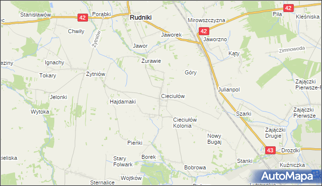 mapa Cieciułów, Cieciułów na mapie Targeo