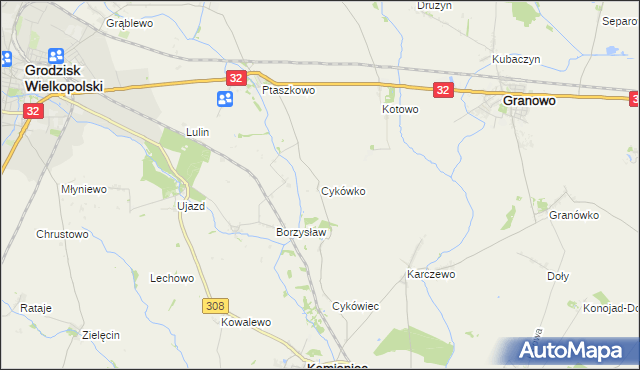 mapa Cykówko, Cykówko na mapie Targeo