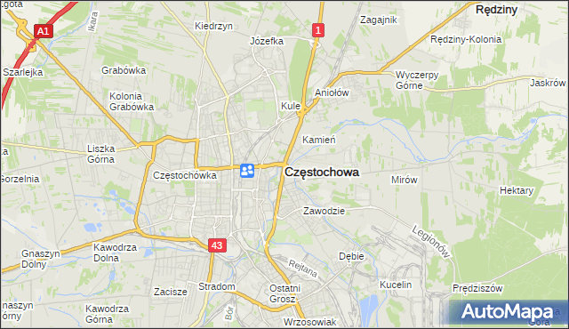 mapa Częstochowy, Częstochowa na mapie Targeo