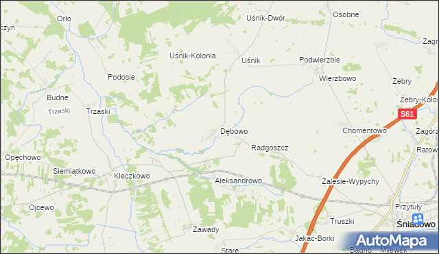 mapa Dębowo gmina Śniadowo, Dębowo gmina Śniadowo na mapie Targeo