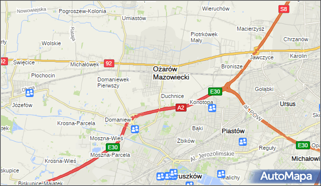 mapa Duchnice, Duchnice na mapie Targeo