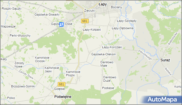 mapa Gąsówka-Oleksin, Gąsówka-Oleksin na mapie Targeo