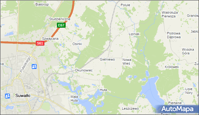 mapa Gielniewo, Gielniewo na mapie Targeo