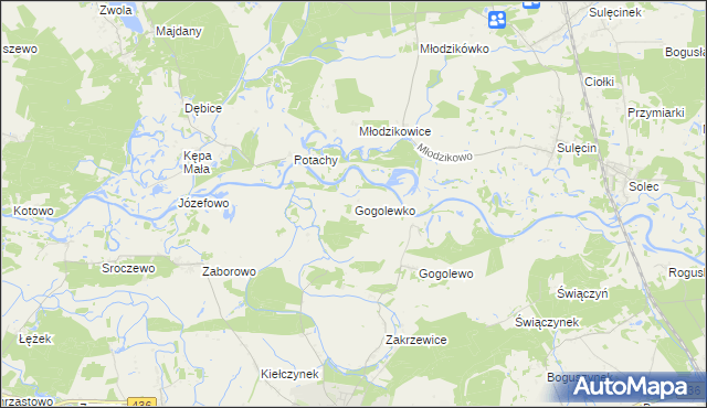 mapa Gogolewko gmina Książ Wielkopolski, Gogolewko gmina Książ Wielkopolski na mapie Targeo