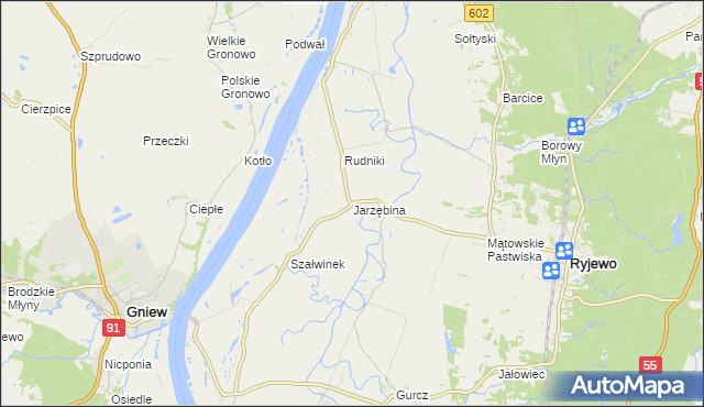 mapa Jarzębina, Jarzębina na mapie Targeo