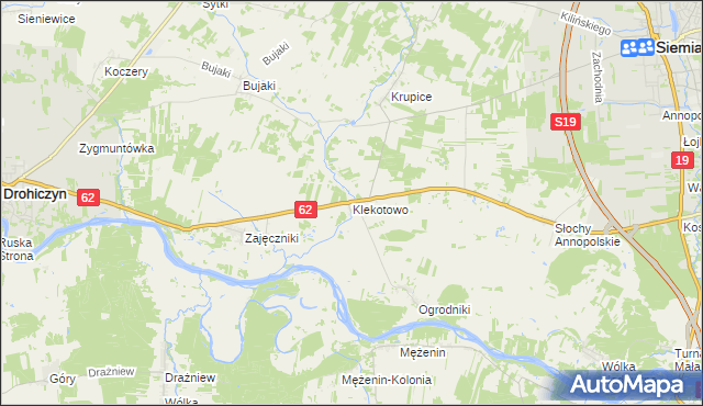 mapa Klekotowo gmina Siemiatycze, Klekotowo gmina Siemiatycze na mapie Targeo